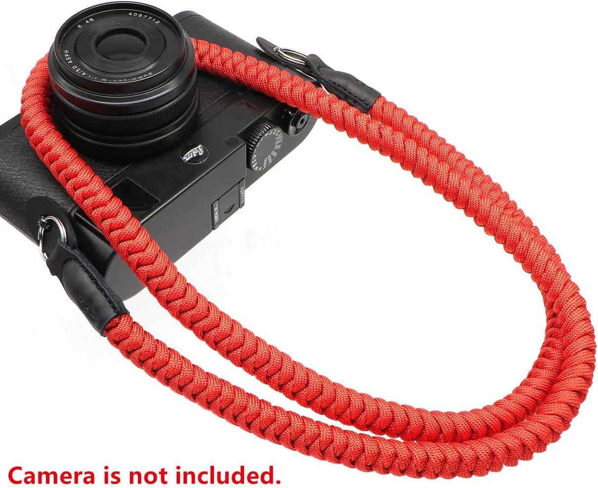 Paracord Woven Camera Neck Shoulder Strap Belt Hand Compatible with Canon Nikon Sony Olympus Pentax Fujifilm Panasonic SLR DSLR Digital Mirrorless Cameras 36inch Red