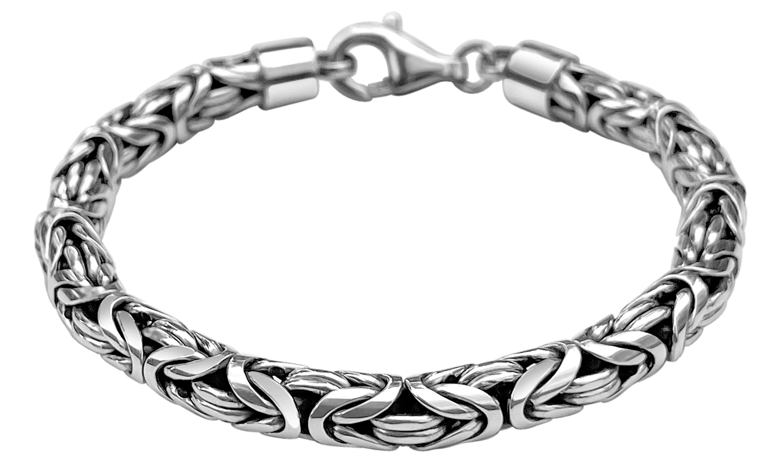 Avesano Pulsera bizantina para hombre de plata de ley 925, hecha a mano, pulsera de plata 925 con caja de joyas, longitud 19 cm – 23 cm, 6 mm de ancho, 34 g – 42 g de peso, 102094-0