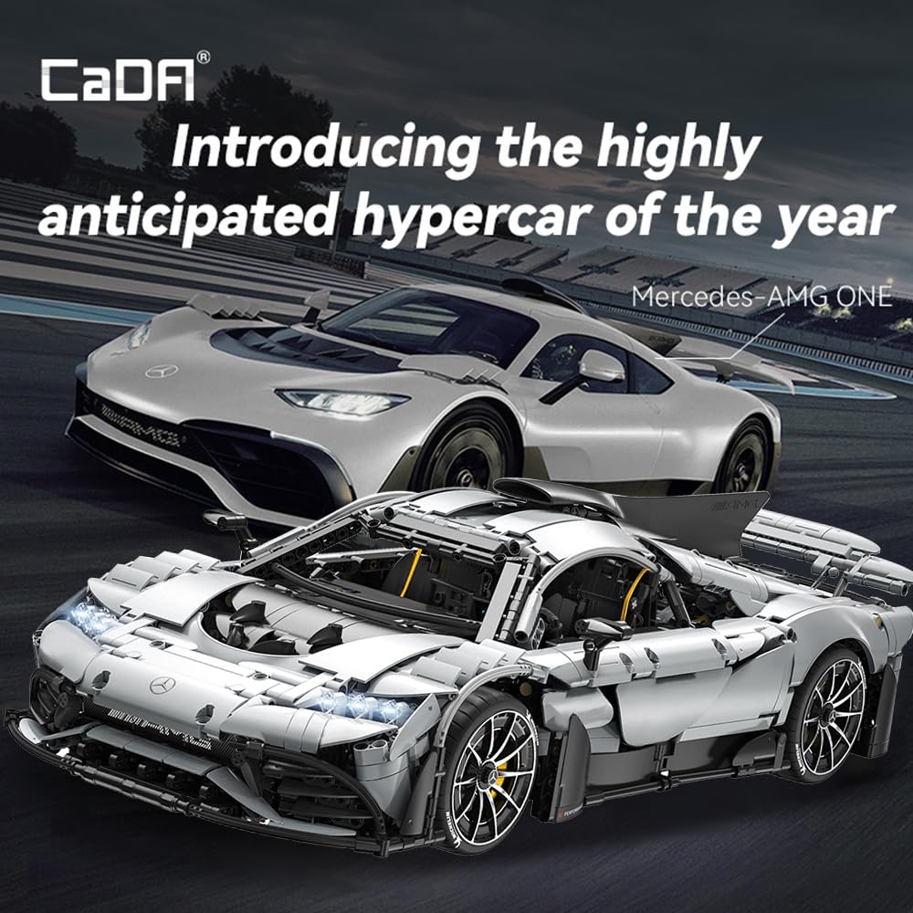 CaDA C61503W Mercedes-AMG ONE Builidng Block Set, 1:8 Mercedes AMG Speed Champion Brick Model with Ejection Start Gameplay, Super Car Collection Toy Sets for Adults (3295PCS)