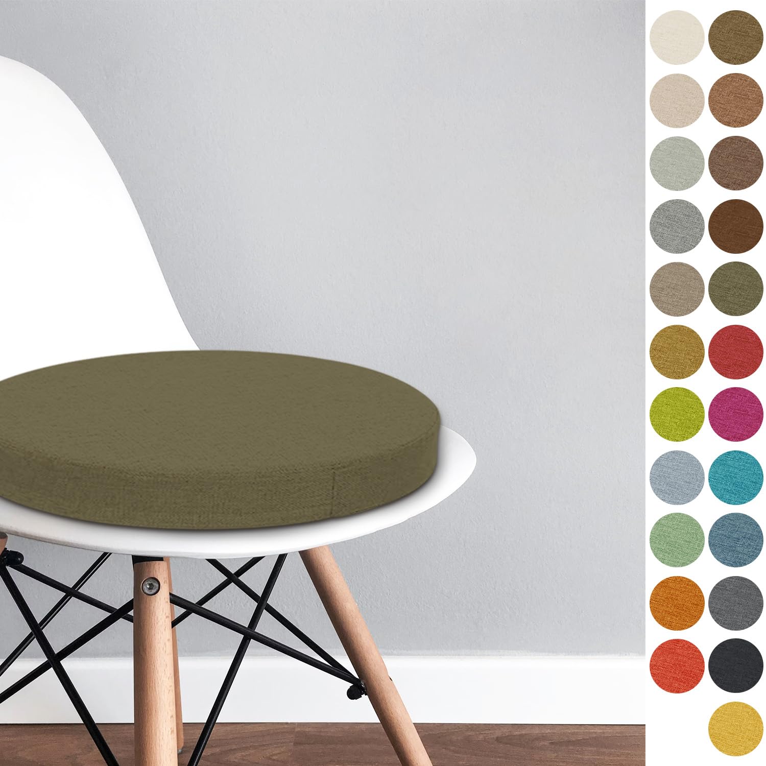 Round Chair Pad 50x50x5 CM Bistro Circular Chair Cushion Garden Kitchen Dining Chair Seat Cushion Memory Foam Chair Seat Pad,Color#21 dark grey — image 1