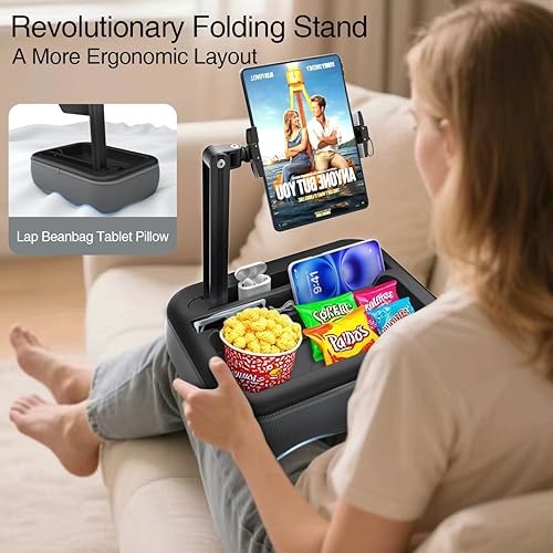 Miniatura 2 de V-Hold - Soporte de almohada para tableta, soporte de almohada Kindle con cuenco para aperitivos, soporte para tablet para regazo en la cama para