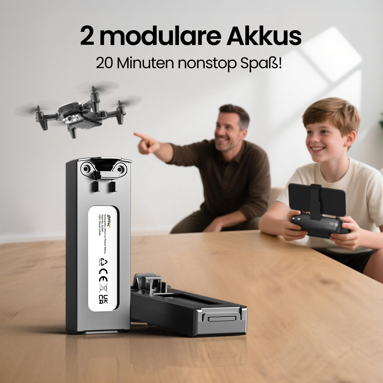 DEERC D20 Mini Drohne für Kinder mit 1080P Kamera, faltbarer RC Quadcopter mit FPV Live-Übertragung, optischem Fluss, Gestensteuerung, Flugbahn, Headless-Modus, 3D-Flip für Anfänger, Silber, C0
