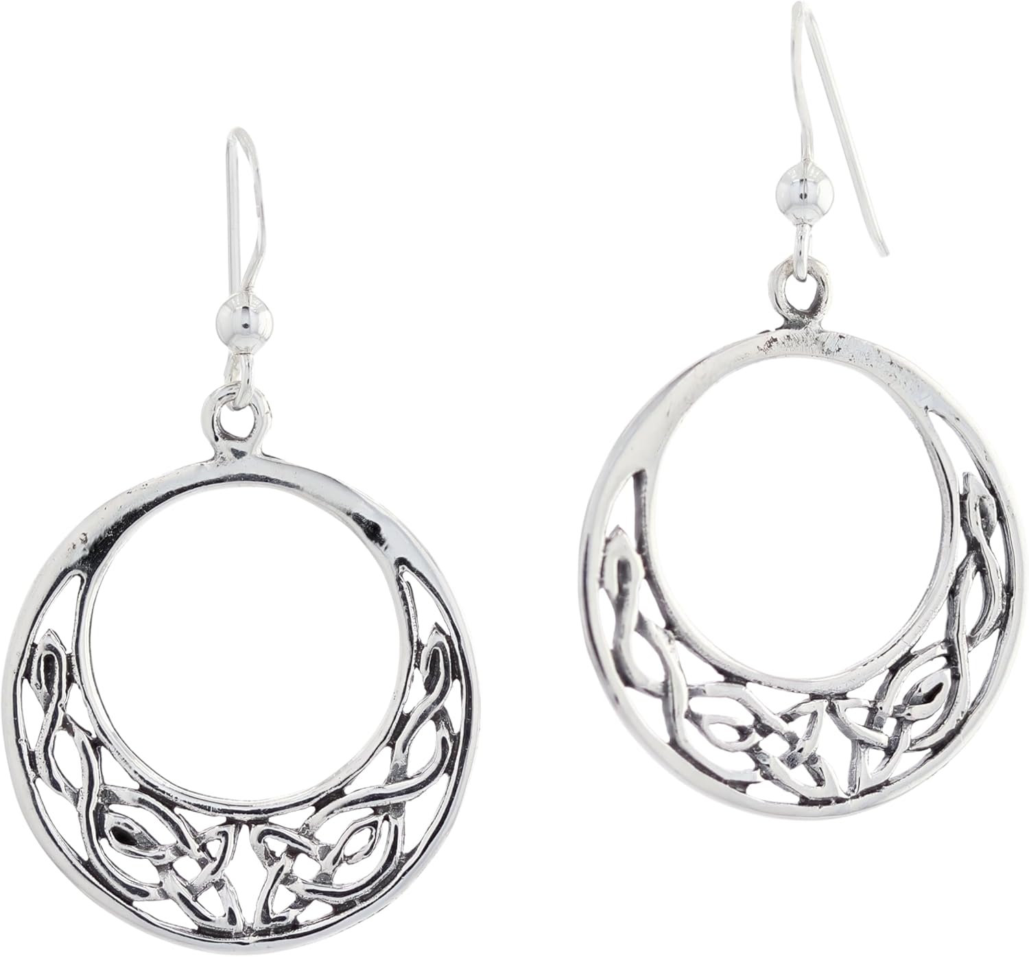 Jewelry Trends Round Celtic Knot Hoop Sterling Silver Dangle Earrings