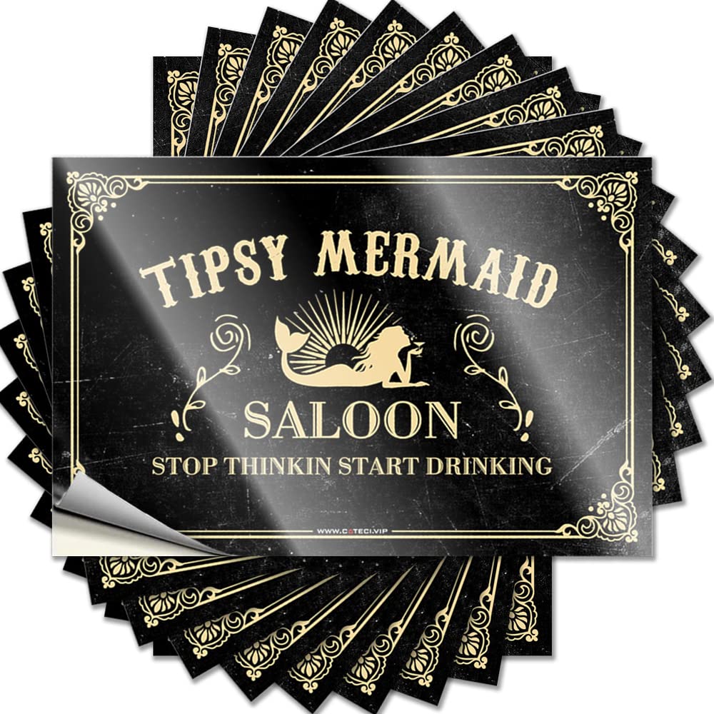 Fzfn Colour Quote Front Door Decor Vinyl Sticker | Tipsy Mermaid Saloon Spring For Western Use(8X12cm)