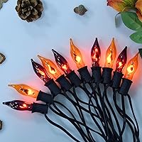 Vista 3 de Luces de Halloween naranjas y moradas – Tira de luces de llama parpadeante, 12.8 pies, para interiores y exteriores, luces de Halloween C7, luces