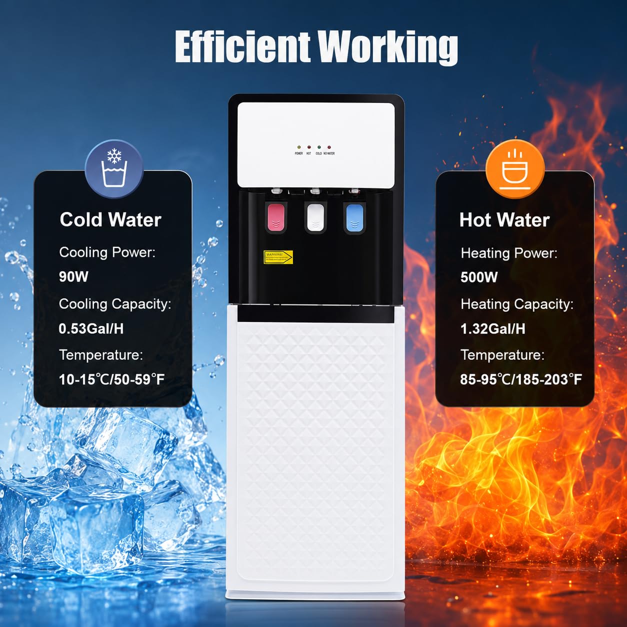 Fuente de agua fría y caliente, dispensador de carga inferior, oficina