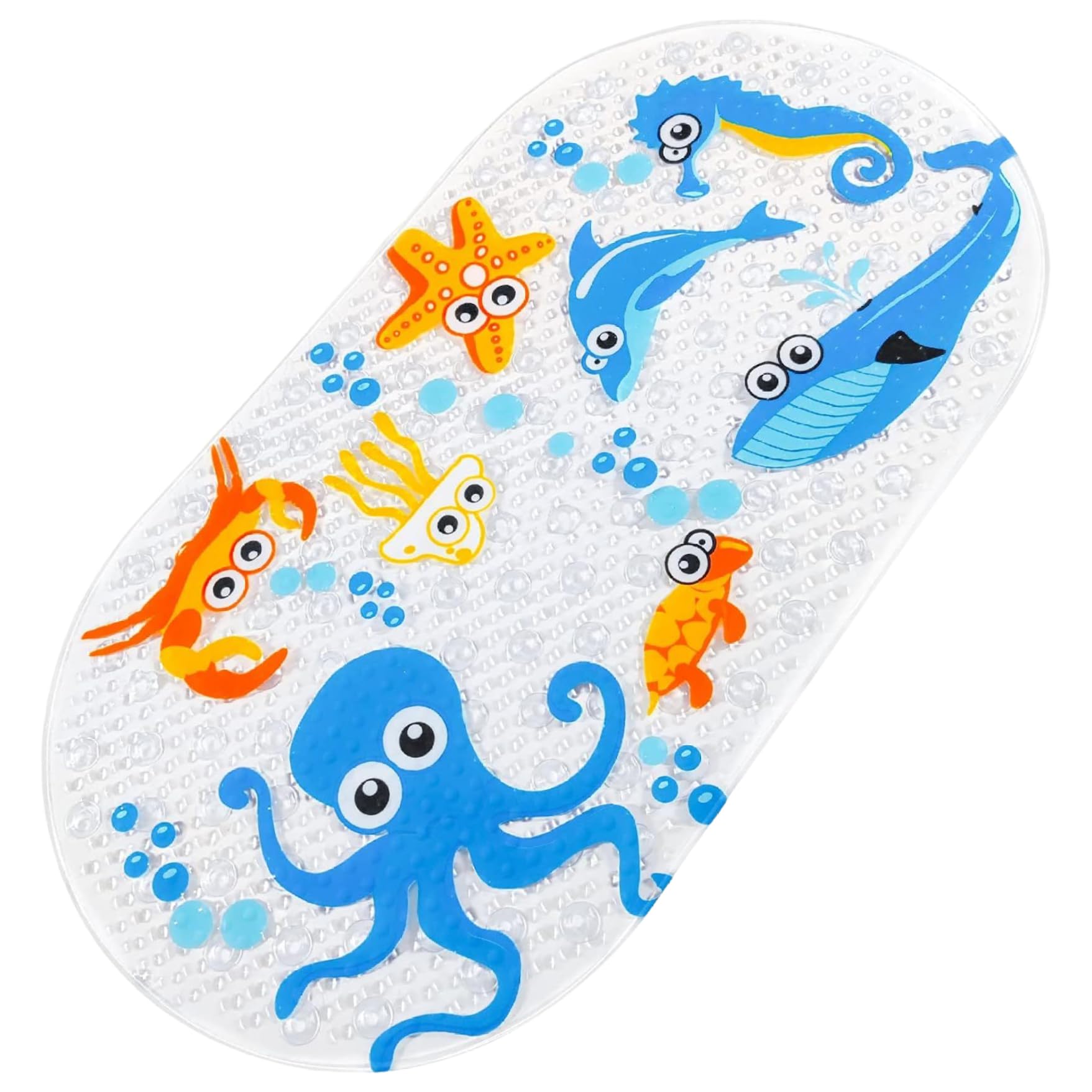Tapis de bain pour tout-petits 38x71 cm en PVC antidérapant avec ventouses à motifs