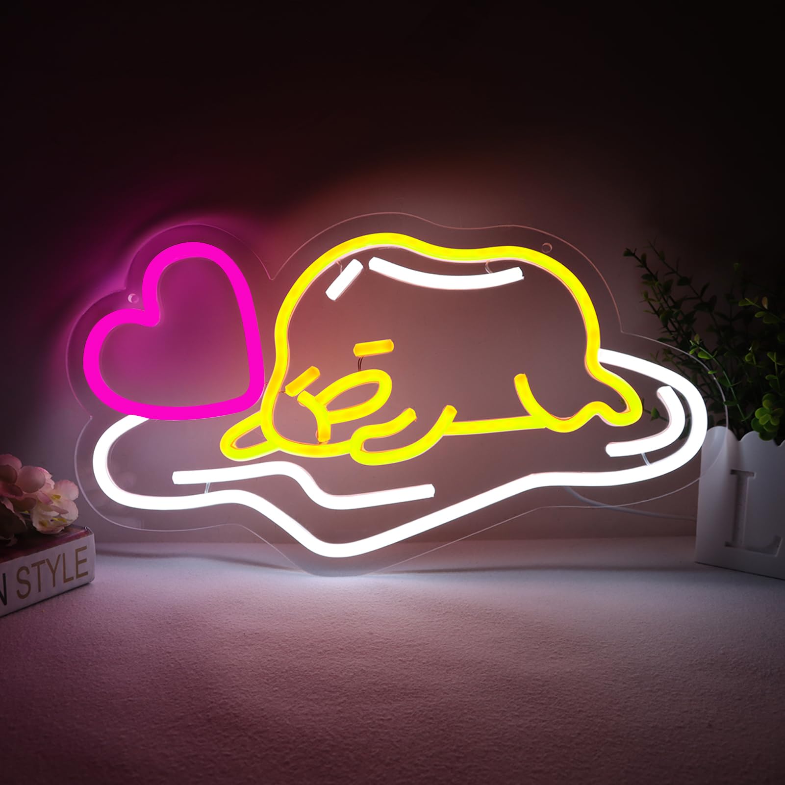 Balanar Lazy Egg Neon Sign,Japanese Lazy Egg Neon Sign,Gudetama Lazy Egg LED Light Sign for Wall Decor for Bedroom And Game Room Decoration,SquishMe Yolk Anime Light,Kids Teens Birthday Gifts