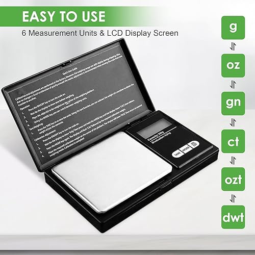 Miniatura 6 de Báscula digital de gramos, 7.05 oz x 0.00 oz, báscula de bolsillo con pantalla LCD, báscula de cocina portátil para alimentos, joyas, oro, plata