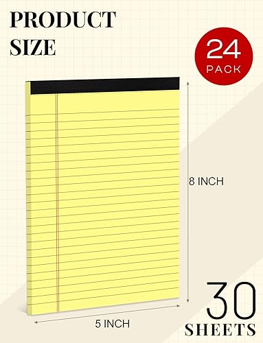 Miniatura 9 de Bloc legal pequeño de 5 x 8 pulgadas, color amarillo, paquete de 10 bloc de notas pequeñas de 5 x 8 pulgadas, bloc de notas amarillas con rayas