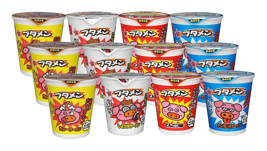 おやつカンパニー ブタメン カップ麺 しょうゆ とんこつ カレー タン塩 Amazon.co.jp: ブタメン 4種12食 詰め合わせ とんこつ・タン塩