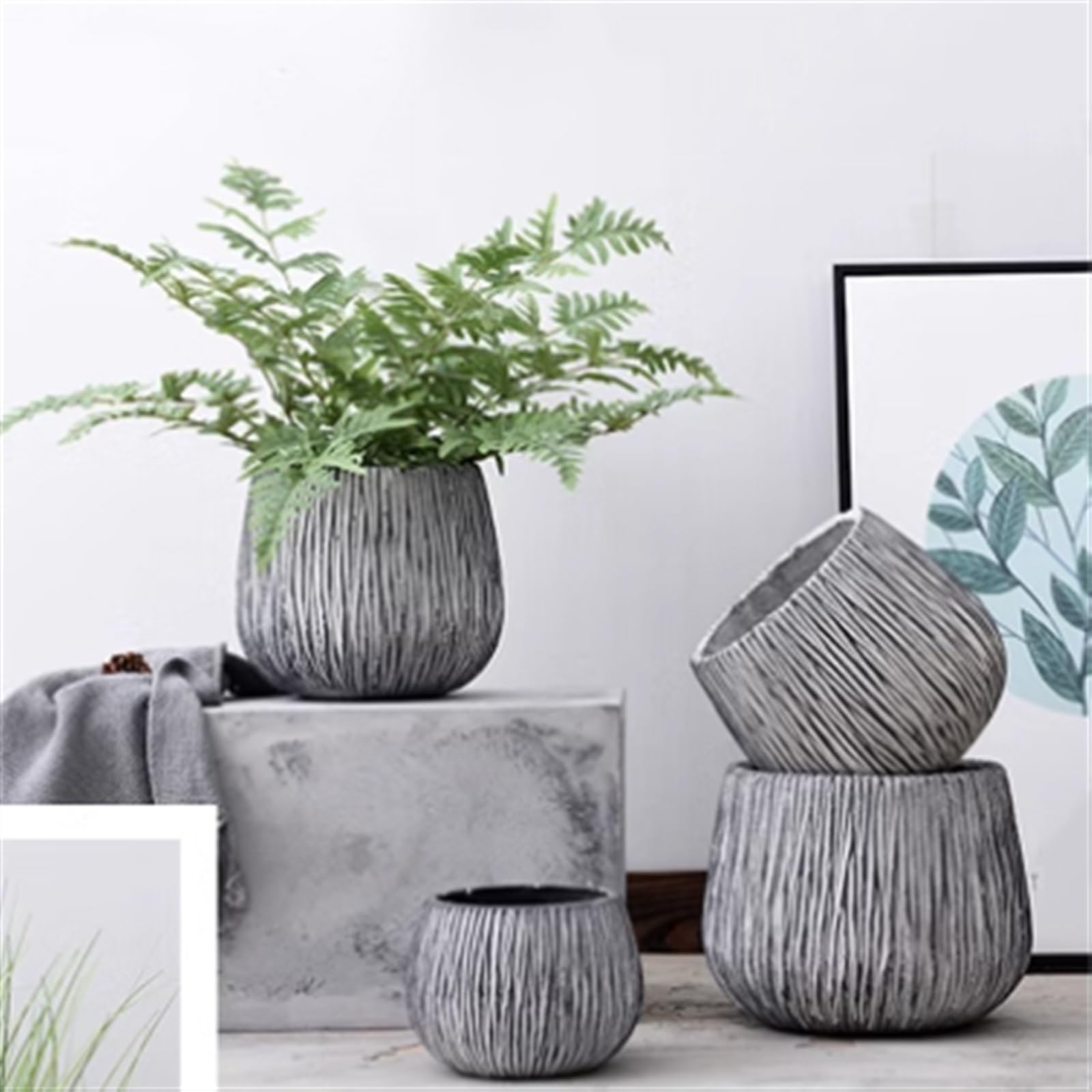 Doniczki na kwiaty Doniczki na rośliny Kamienny wzór Cement Proste okrągłe doniczki Podłoga do salonu Duża zielona uprawa roślin Dekoracja Donice Doniczka (Size : XL)