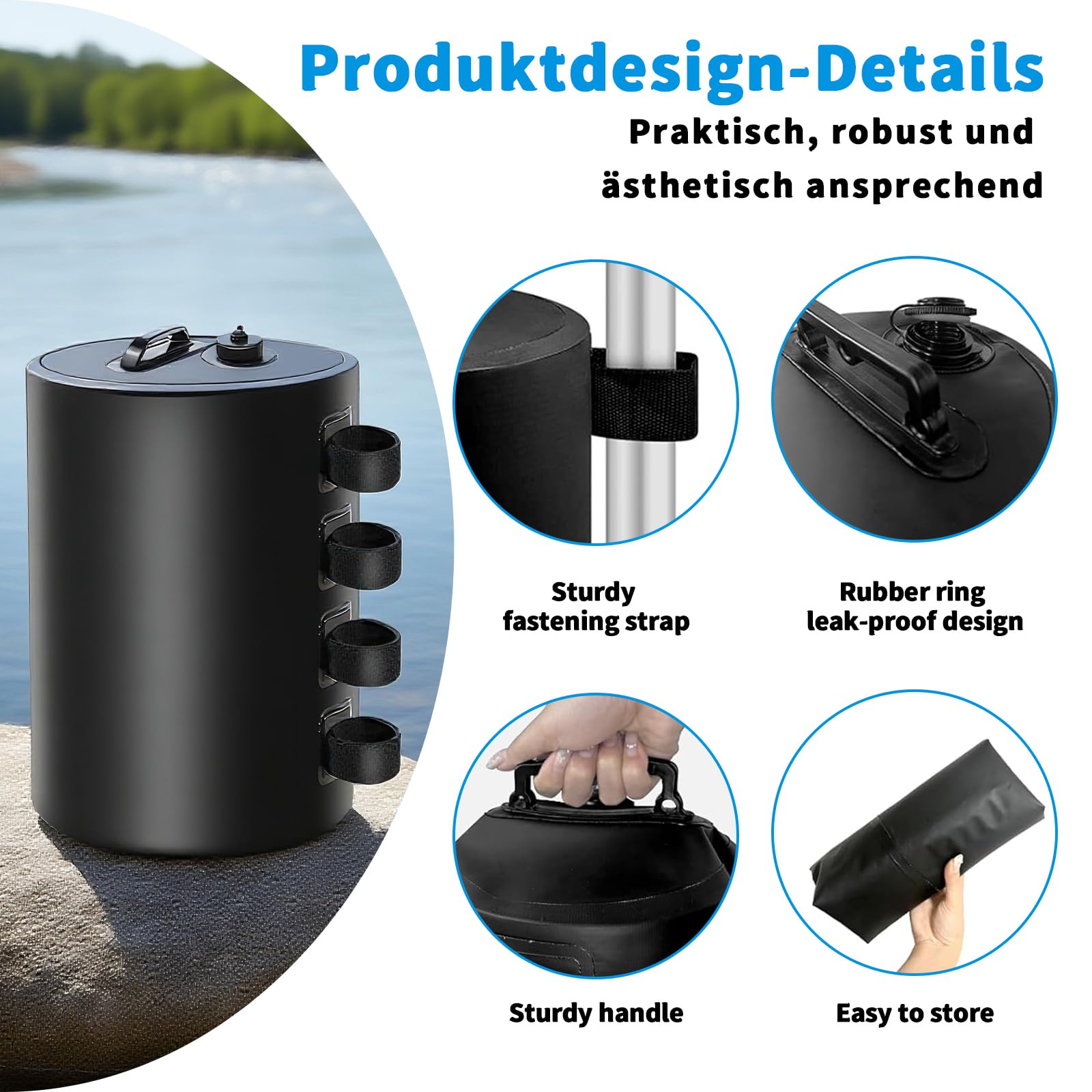 Bolsa de Pesos de Agua con Dosel,Bolsas de Lastre Portátiles 10L,de Grado Industrial, Resistentes, con Doble Costura,Fijación Antiviento para Carpas Pop-Up,Toldos,Pérgolas,Exteriores (Schwarz)