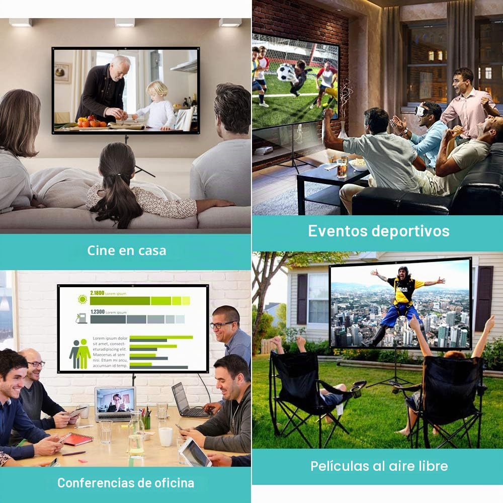 Pantalla de proyector, con Soporte de 100 Pulgadas, Pantalla de proyección portátil de 16:9 4K HD, Pantalla de proyección de películas para Interiores y Exteriores