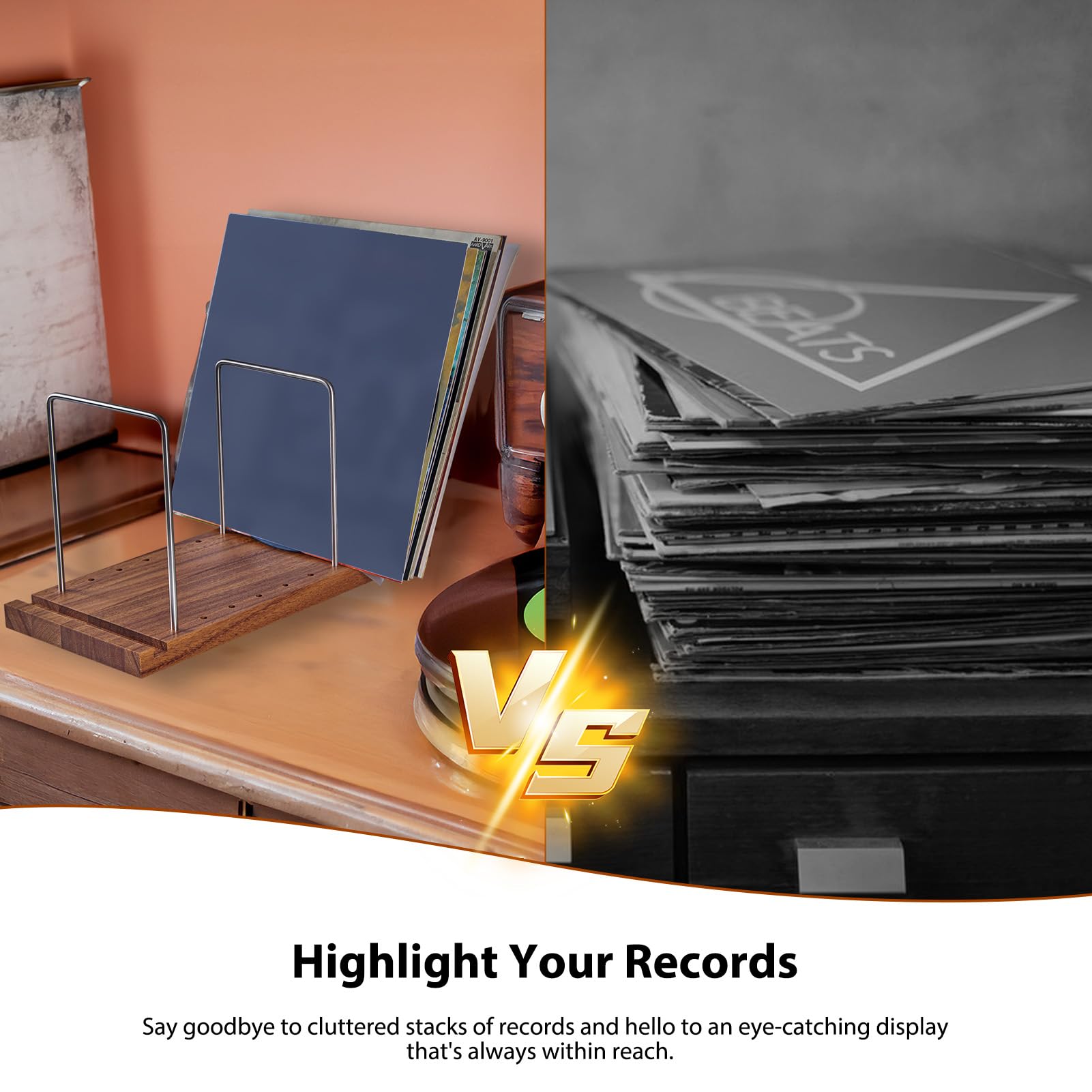 Uchwyt do przechowywania płyt winylowych Dekoracyjny uchwyt do przechowywania płyt winylowych Stojak Regulowany stojak na płyty z litego drewna na albumy 50 do 75 Lp Rack