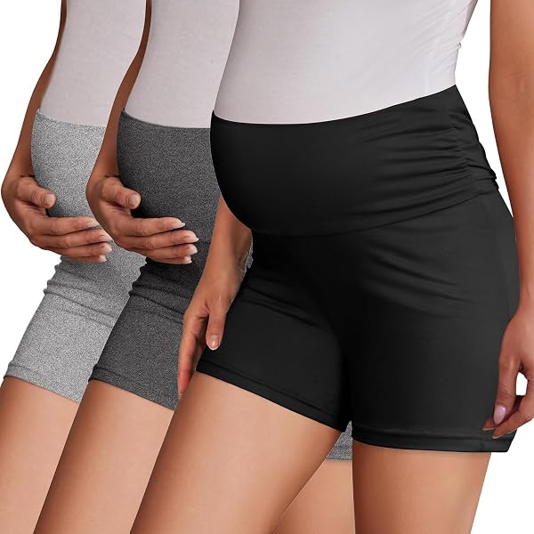 Ekouaer Maternity Shorts 3 Pack