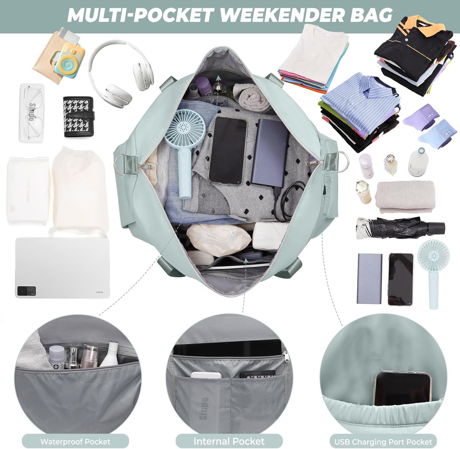 Weekender Bags for Women,Extra large 66L Expandable Travel Duffel Bag with Shoe Compartment,Toiletry Bag,Overnight Bag with Waterproof Pocket,Carry On Backpack for Gym,Hospital,Beach