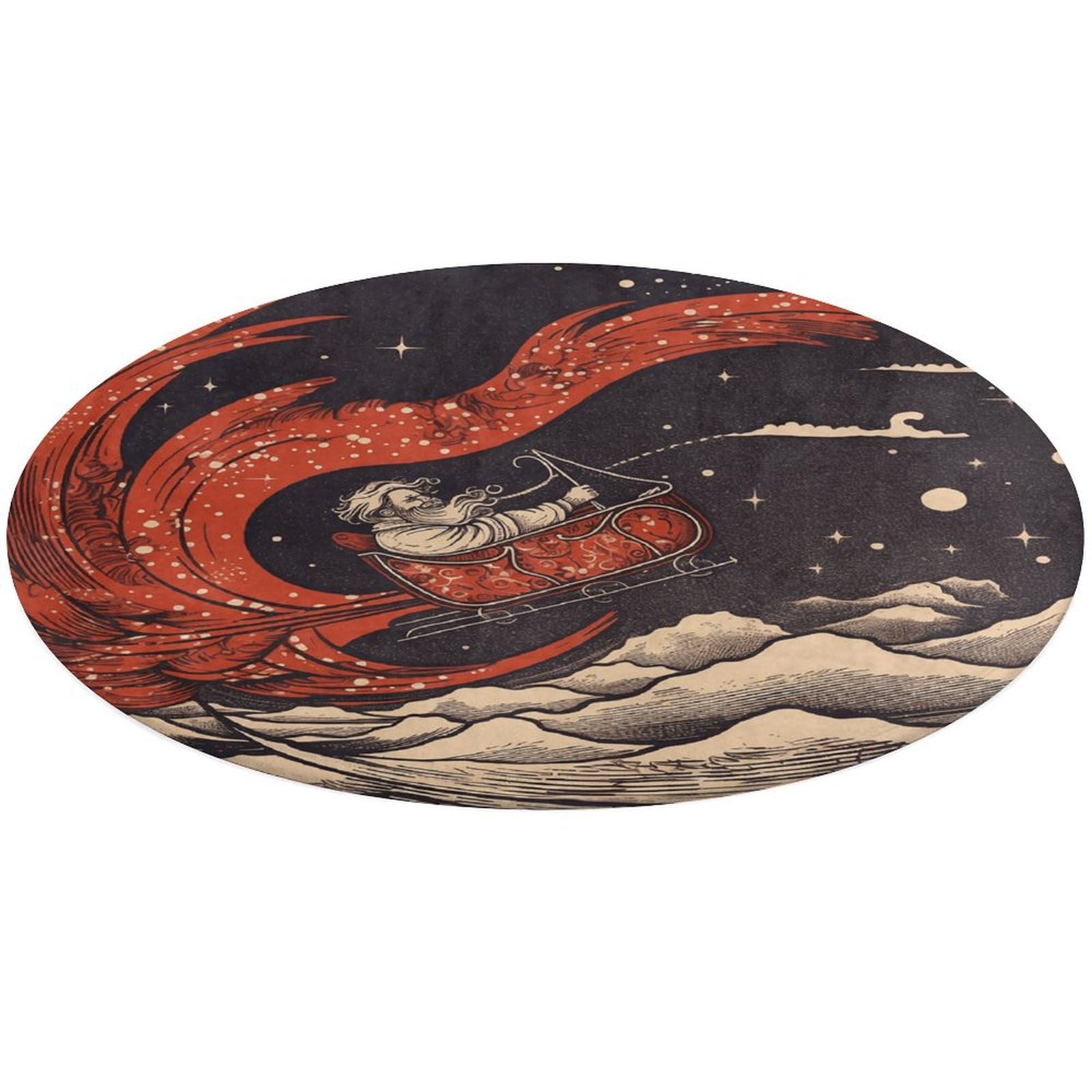 Alfombra pequeña lavable de cocina y baño con diseño de trineo navideño