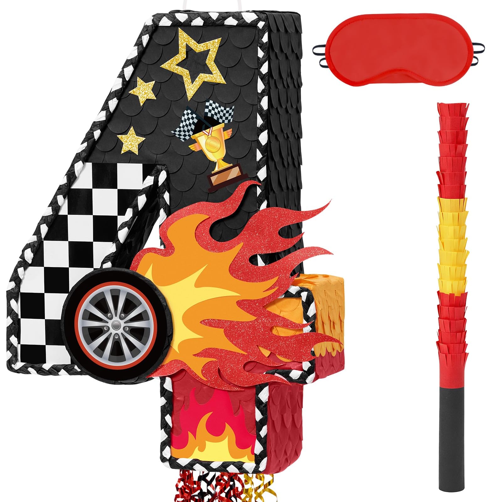 WERNNSAI Race Car Number 4 Pinata for 4nd Birthday Party Decorations — image 1