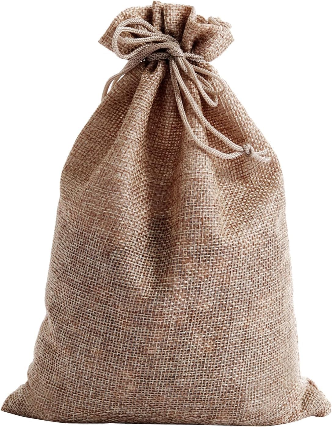 Red Dot Gift® 10-Pack Burlap Gift Bags (17 x 24 cm) with Drawstring Brown Linen Jewelry Pouches Wedding Jute Bags for Jewelry and Treat Pouches Party Birthday Wedding Favors Gift.
