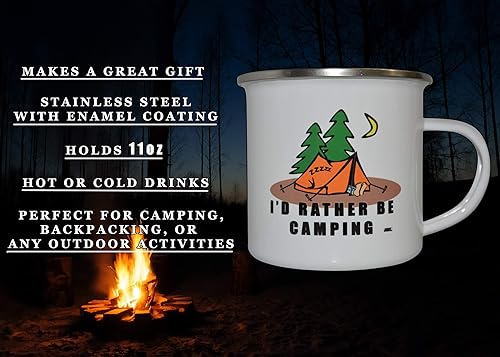 Miniatura 3 de Rogue River Tactical Taza divertida de campamento – Taza de café esmaltada regalo – I'd Rather Be Camping Gear