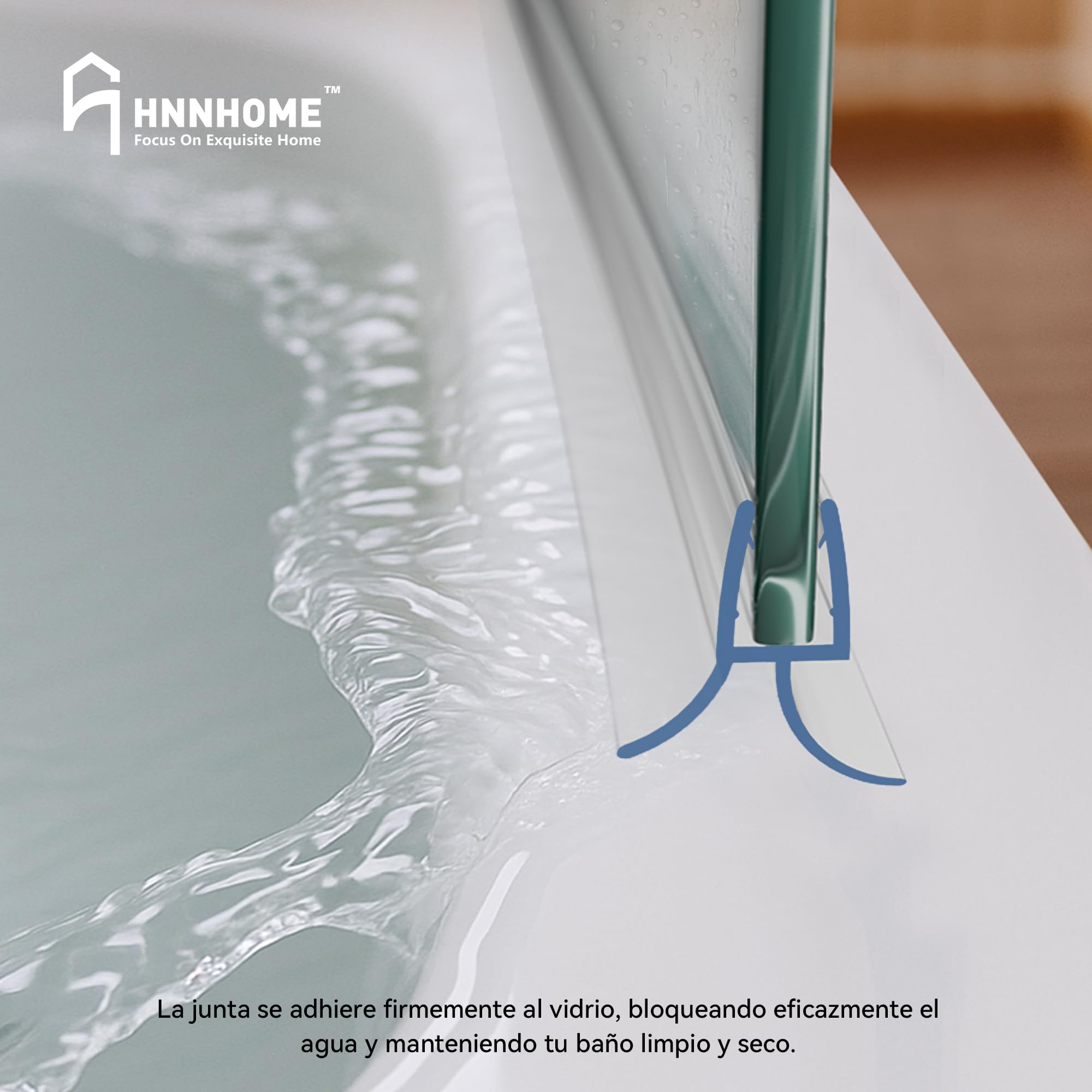 Junta para mampara de ducha HNNHOME de 4 a 6 mm, para vidrio recto o curvado, con separación de hasta 20 mm
