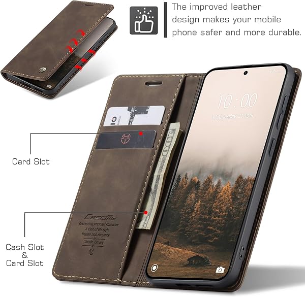 for Xiaomi Redmi Note 15 Pro 5G Case, Wallet Case Flip Leather with Card Holder Magnetic Closure Shockproof Kickstand Protective Phone Cases Cover for Redmi Note 15 Pro 5G, Coffee - 2