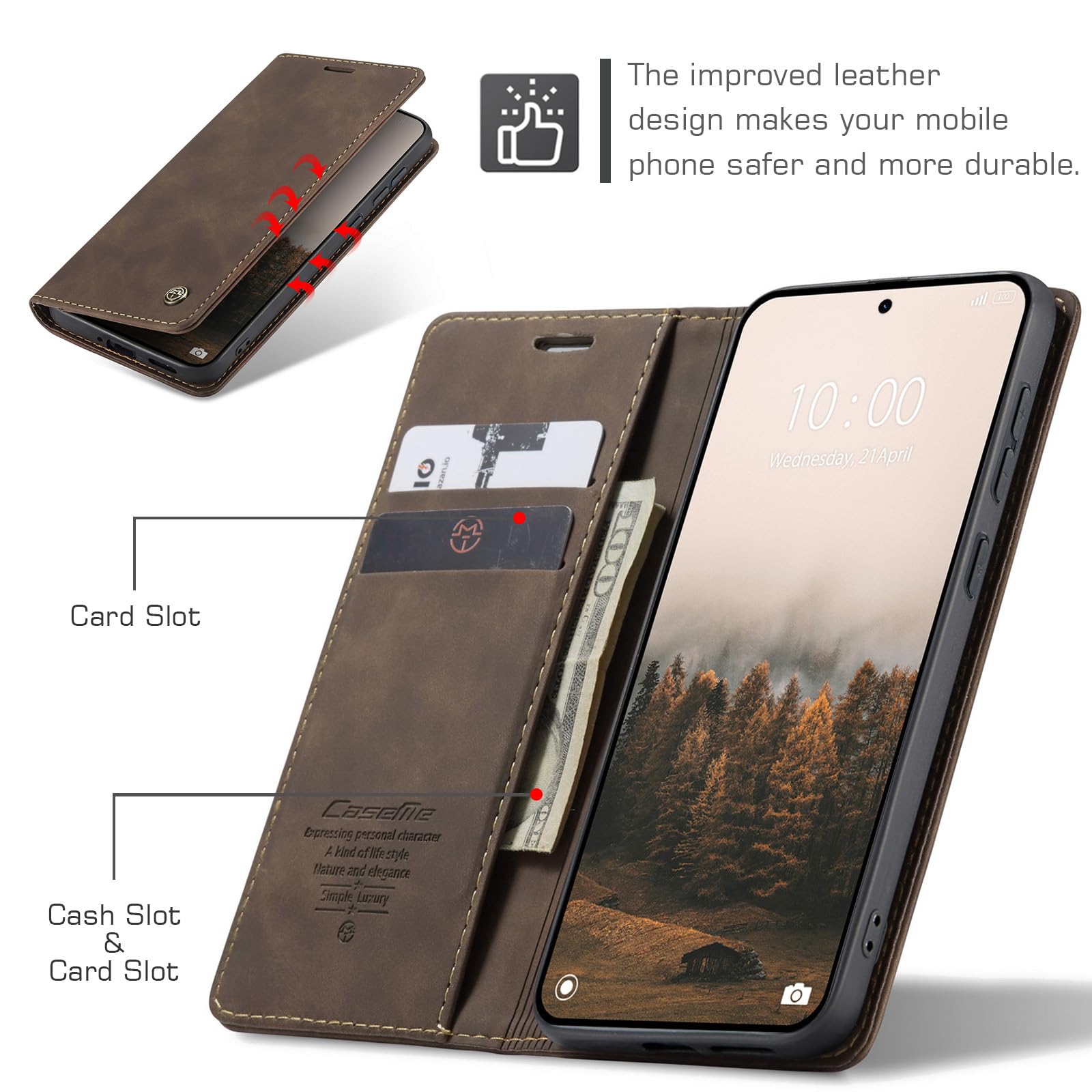 for Xiaomi Redmi Note 15 Pro 5G Case, Wallet Case Flip Leather with Card Holder Magnetic Closure Shockproof Kickstand Protective Phone Cases Cover for Redmi Note 15 Pro 5G, Coffee — view 2