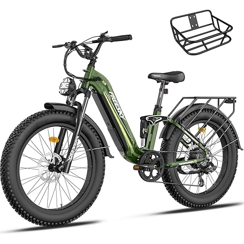 FREESKY Electric Bike for Adults, 35MPH & 105Miles Long Range, 1600W Power Motor, 25A Samsung Cells Battery, Step-Thru Ebike 26'' Fat Tire Full Suspension