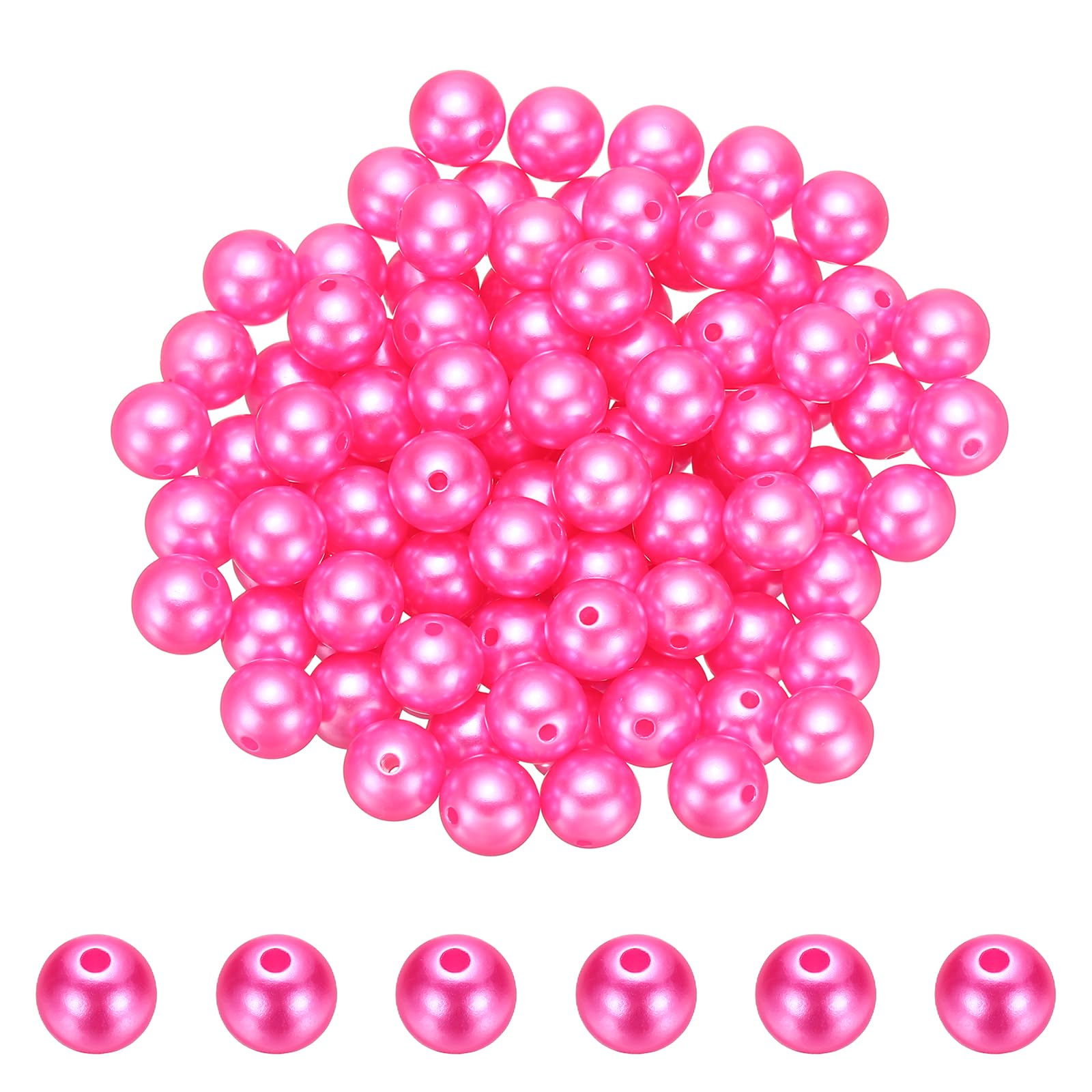 PATIKIL 10mm Colored Pearls, 200Pcs Pearl Beads for Jewelry Making Round Craft Beads with Holes for Jewelry Making DIY Crafts Necklace Bracelet Earring Sewing Home Decor, Peach Pink