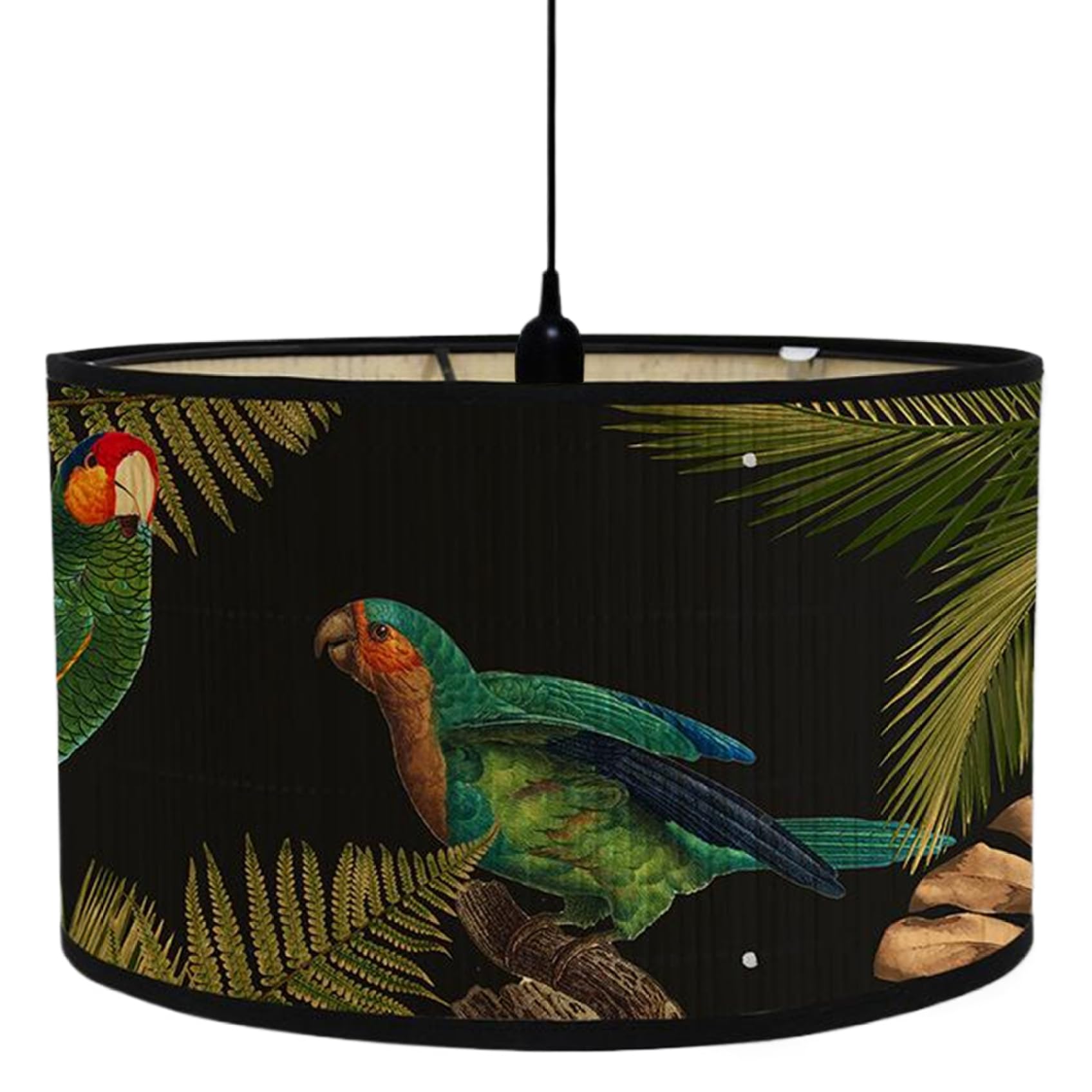 Muzrunq Lampshade for Table Lamps, 12x8 Modern Pattern Round Drum Table Lamp Shades Easy Fit for Living Rooms, Bedroom, Hallways, Reading Room, Green Parrot