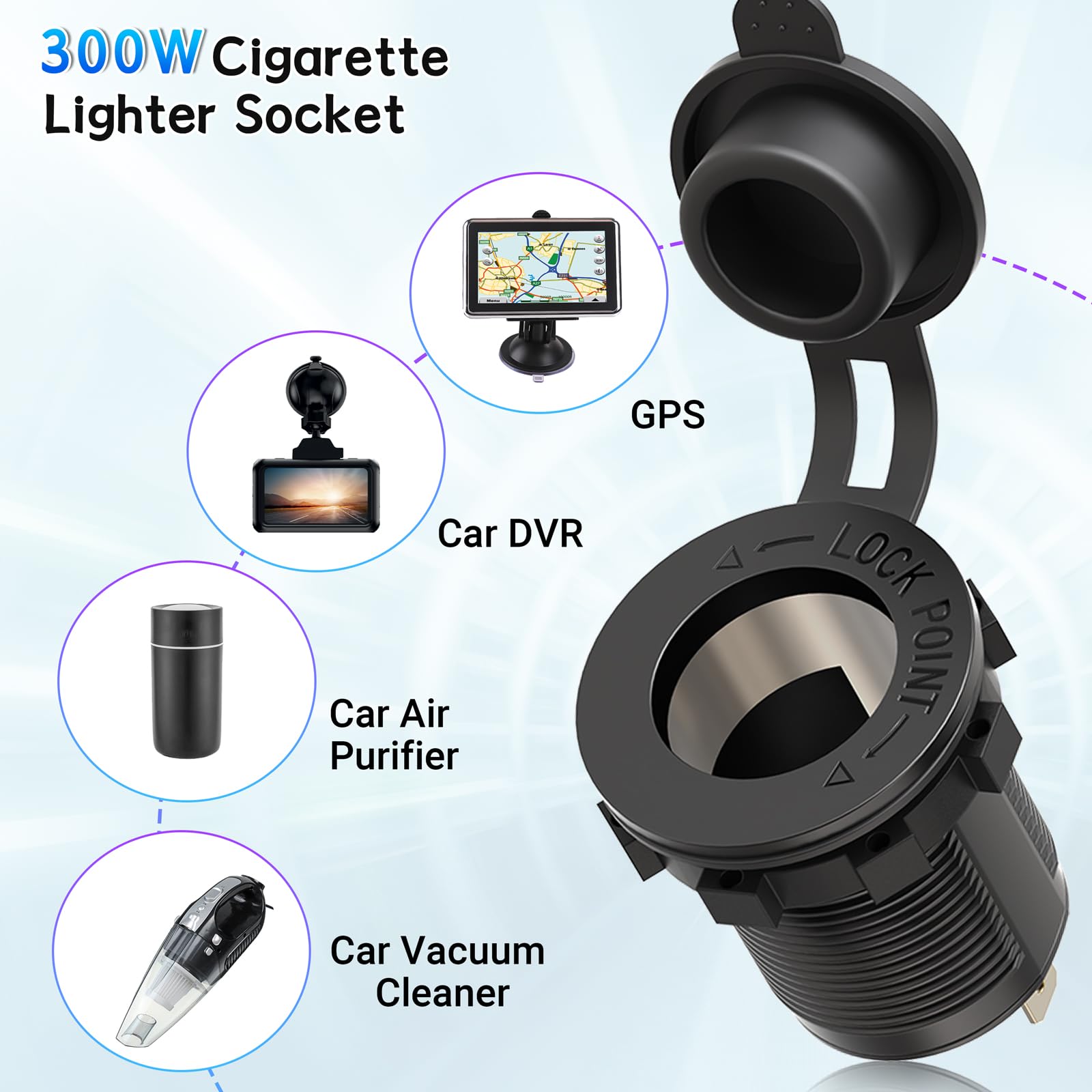 (3-USB) PD USB C Prise 12V Allume Cigare 300W: Qidoe Panneau Prise Chargeur de Voiture 12 Volt Adaptateur USB QC3.0 Allume Cigare Interrupteur Étanche pour Voiture, Bateaux, Bus, Camion, Camper, GPS