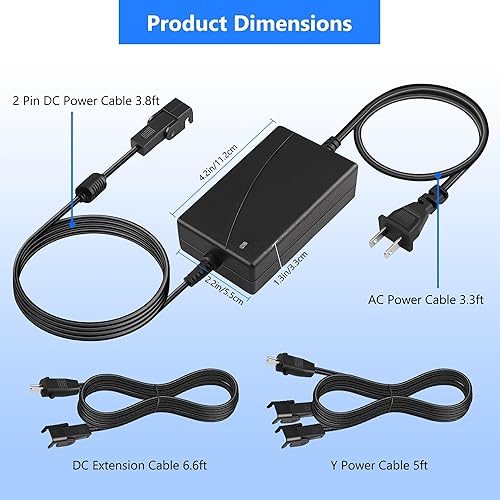 Miniatura 5 de Fuente de alimentación reclinable de 29 V, 2 A, kit de fuente de alimentación de motor dual con cable de extensión de 6.6 pies, cable de extensión