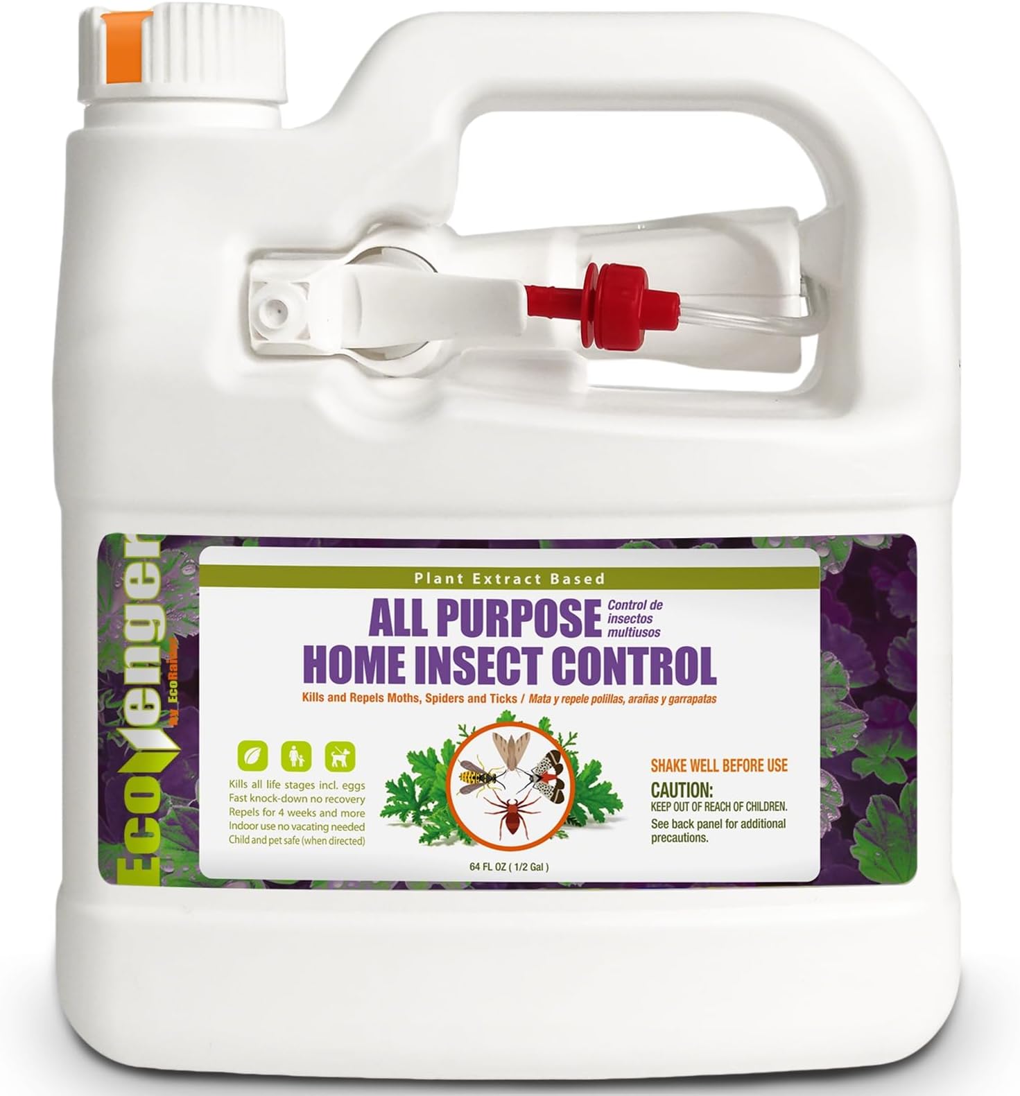 All Purpose Home Insect Control 1/2 Gallon with Trigger Sprayer, for Fleas, Fruit Flies, Gnats, Moths, Roaches, Spiders, Fast Kill