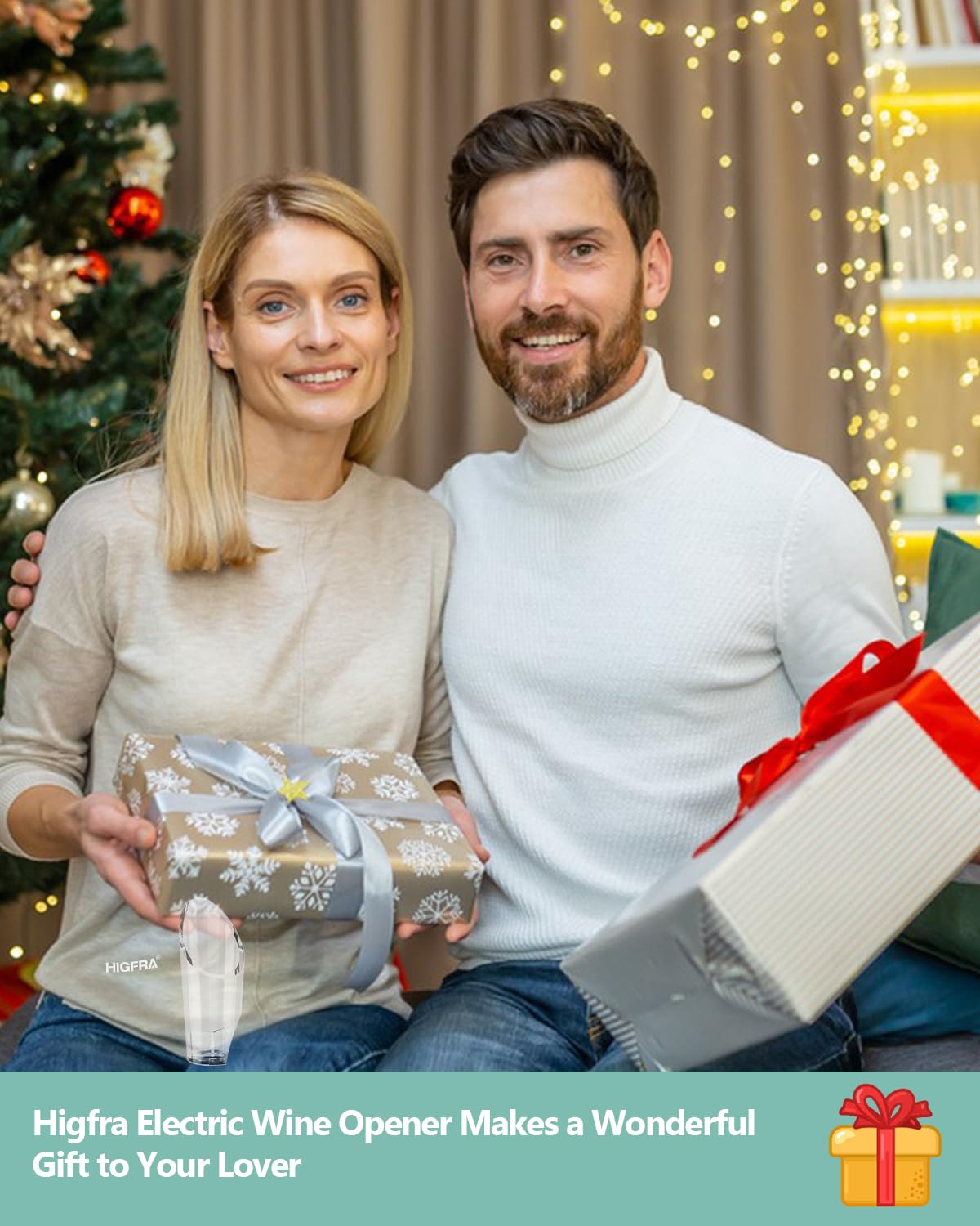 Juego de regalo de abridor de vino eléctrico, accesorios de vino de primera calidad con aireador de vino, tapón de vacío, cortador de papel de aluminio y caja de regalo, regalo de Navidad ideal para 4