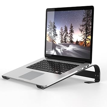 ELV Direct Tabletop Direct Laptop Stand, Ergonomic Aluminum Computer Stand, Laptop Riser, Ventilated Lapdesk Compatible for Tablets and Laptops Upto 15.6 inches (39.62 cm), Black, JJ-Laptop-STD - image, photos