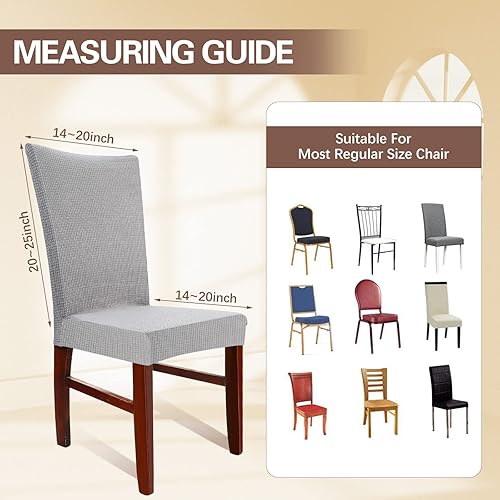 Miniatura 2 de Qunclay 12 fundas elásticas para sillas de comedor, jacquard Parson, fundas extraíbles y lavables, protector de asiento para sillas de cocina, para