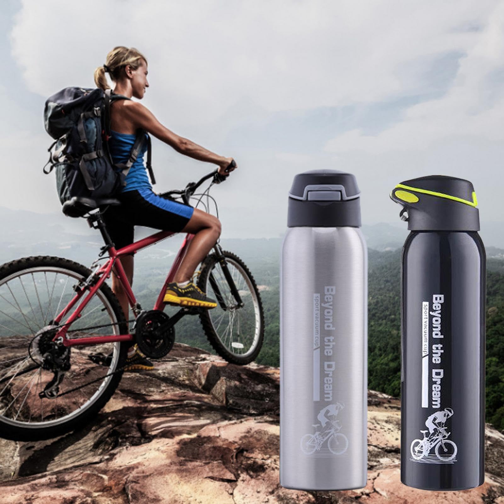 Borraccia termica per mountain bike, borraccia per esterni, a prova di perdite, tazza termica da campeggio, adatta per baseball, basket, calcio, hockey, ciclismo e sport
