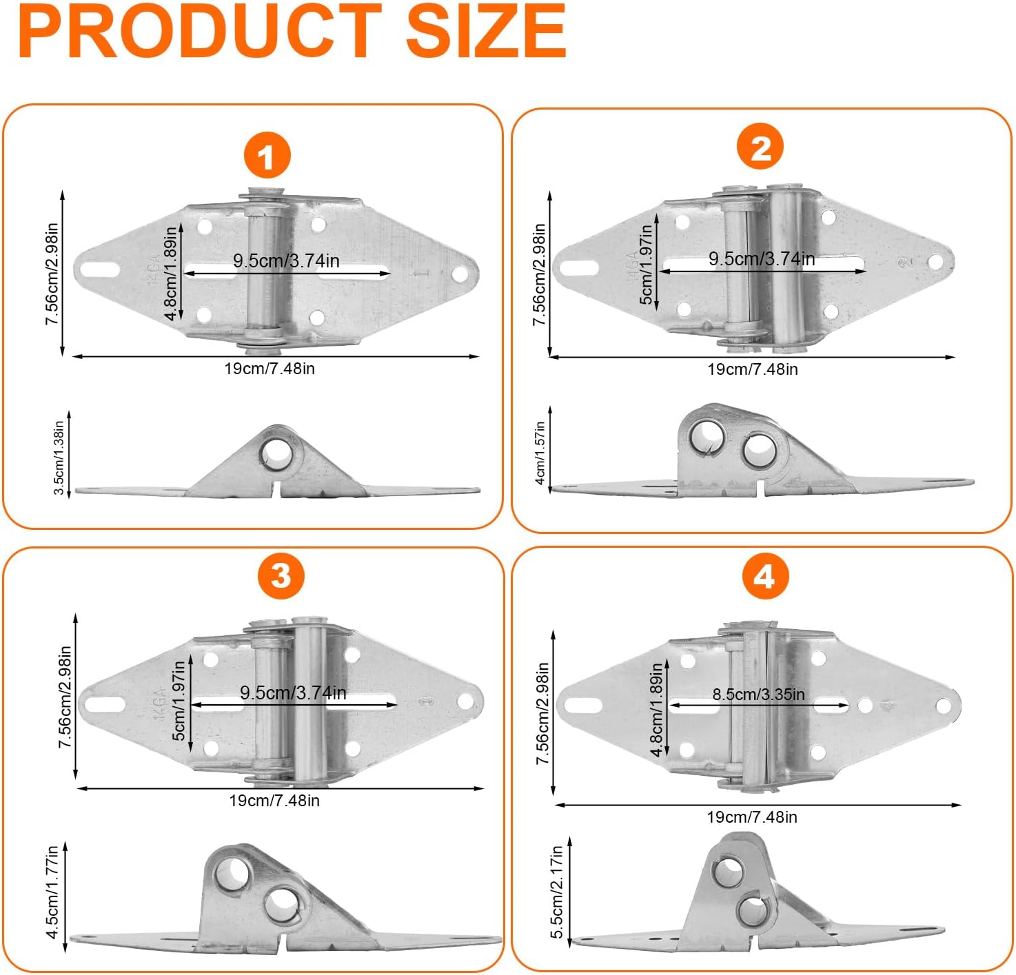 8pcs Garage Door Hinges, Heavy Duty Garage Hinges Replacement for Residential & Light Commercial Overhead Doors