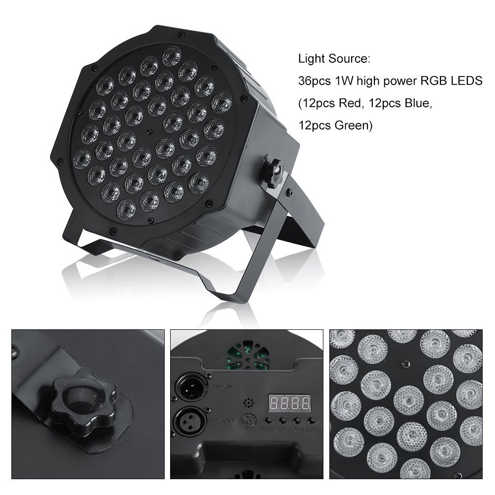 Ejoyous 36 LED-Projektor, Bühnenlicht mit Fernbedienung Par Licht Strahler Spotbeleuchtung Stimmungsleuchten 3 Steuerungsmodi Bühnenlicht 3 Farben, DMX für DJs, Partys, Bar Club