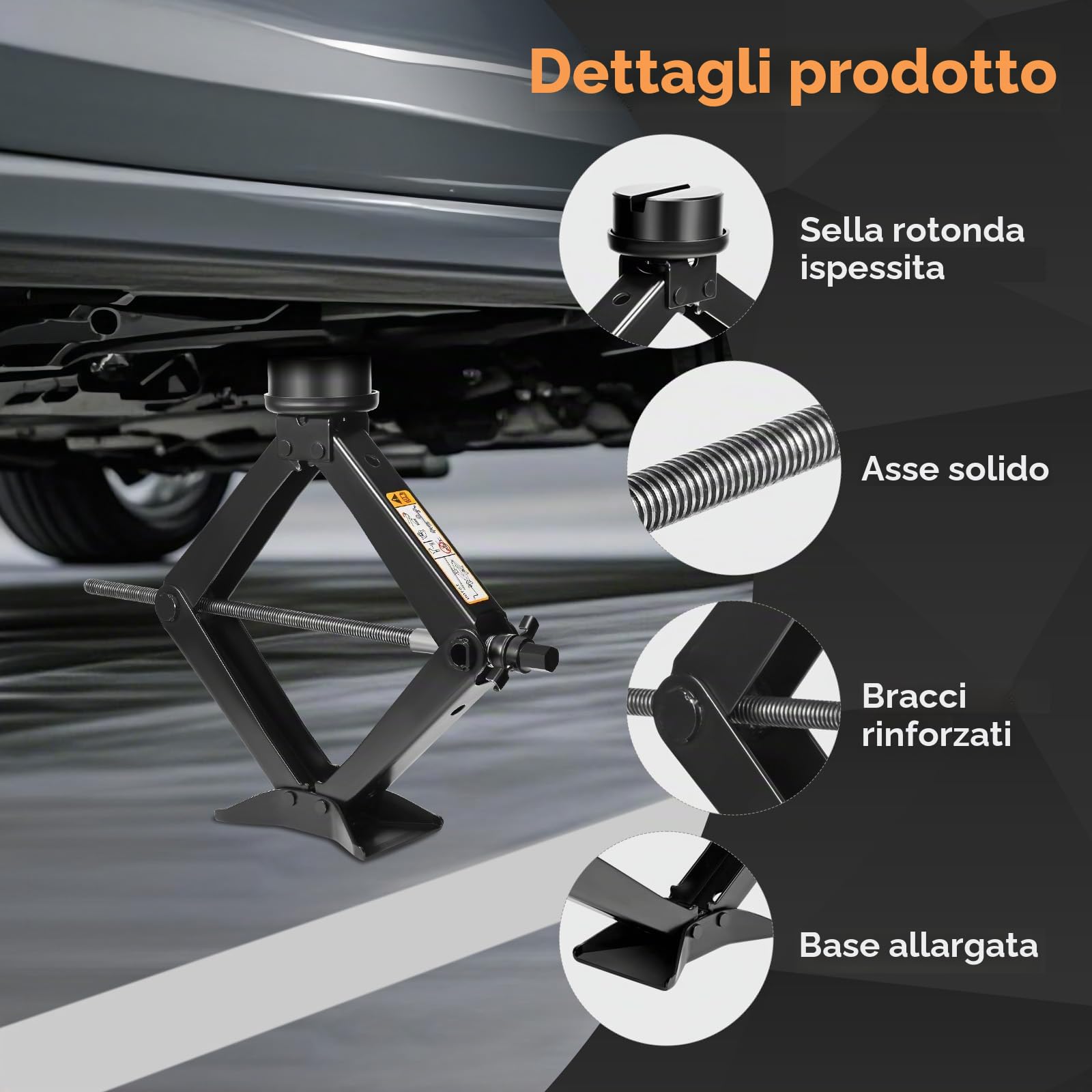 Set jack per forbici per auto da 3 tonnellate con adattatore elettrico per bohrad, include chiave, cuscinetti in gomma, cricchetti e custodia per auto, SUV, MPV