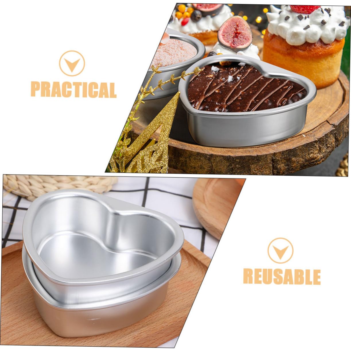 ABOOFAN 5 Moldes Extra Grandes Con Forma De Corazón Para Tartas Para Hornear Suaves Y Fáciles De Usar Para Bodas Y Fiestas.