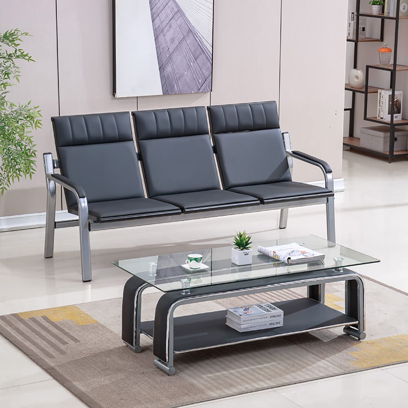 Amazon.co.jp: TRAGLO ブラック レセプションチェア 68*184*90cm 空港