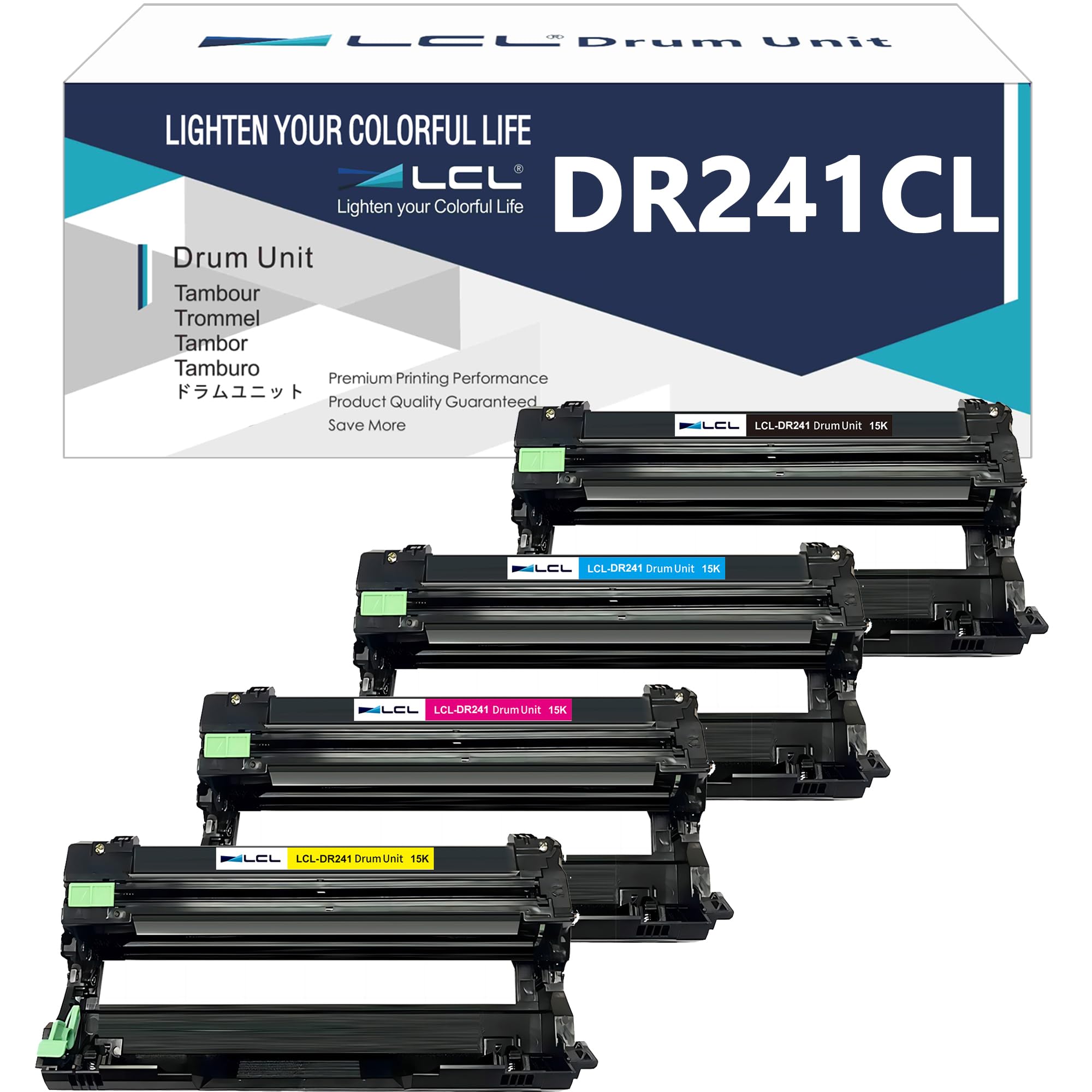 LCL Tambour Compatible DR-241 DR241 DR241CL DR-241CL (4-Pack) Remplacement pour Brother DCP-9015CDW DCP-9017CDW DCP-9020CDW DCP-9022CDW HL-3140CW HL-3142CW HL-3150CDN HL-3150CDW HL-3152CDW HL-3170CW