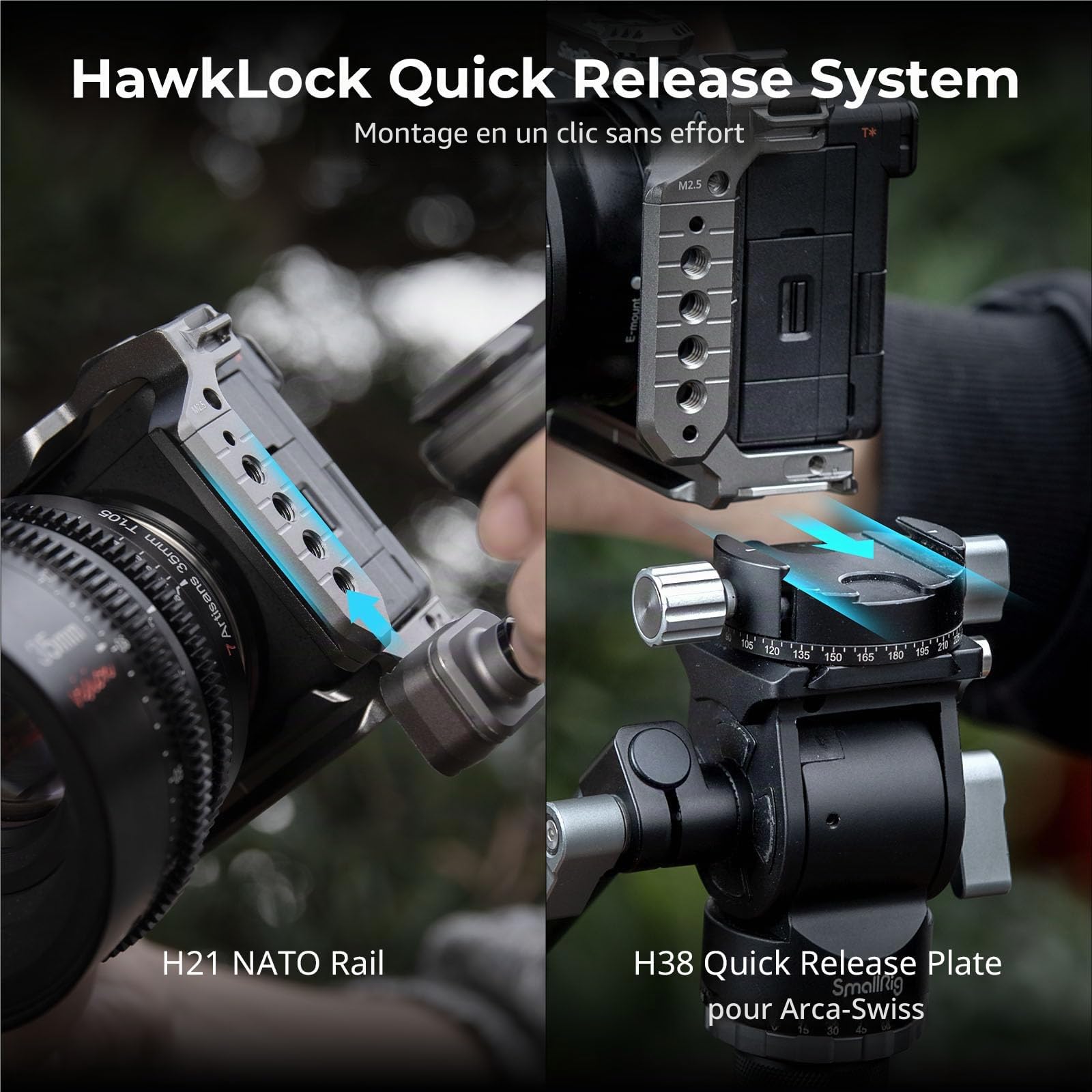 SMALLRIG Hawklock Kit de Cage à Dégagement Rapide pour Sony Alpha 6700, avec Plusieurs Interfaces de Montage, Plaque de dégagement Rapide pour Arca-Swiss et Rail OTAN, avec Serre-Câble de HDMI - 5060