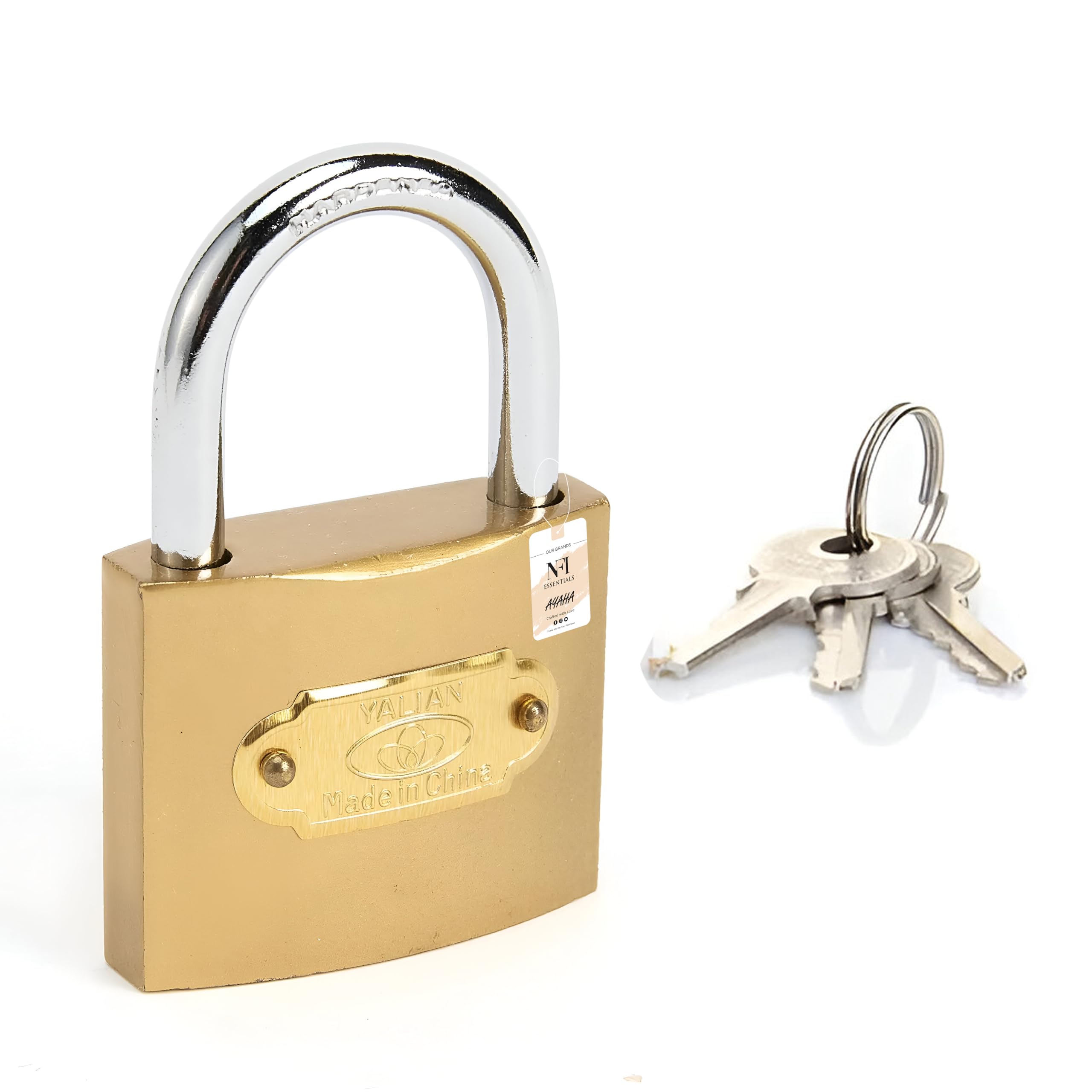NFI essentials Heavy Duty Padlock with 3 Keys-63mm/250g for Main Door Gate Lock, Locks for Tool Box, Shutters, Shops & Offices Rust Proof with Anti Drill Security Shackle Chain-image-43