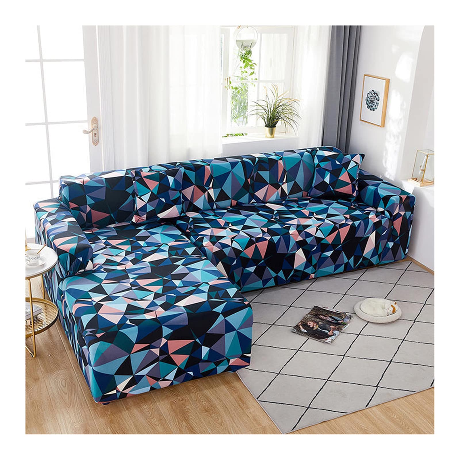 Housse canapé 4 places anti griffes chat protecteur sofa extensible 235-300cm