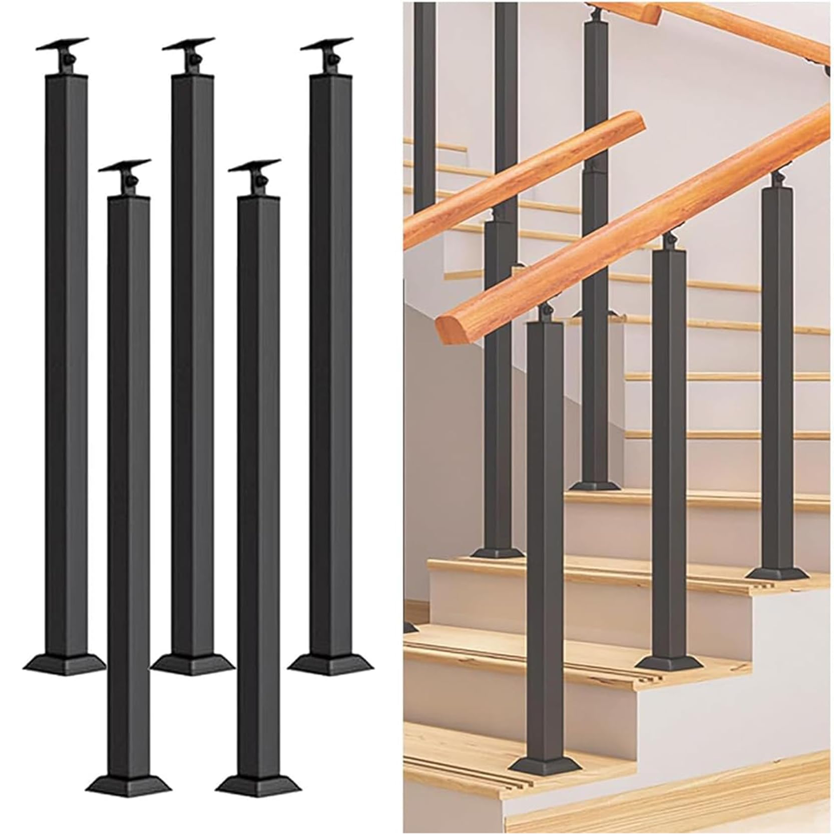 Husillos cuadrados de metal de 90 cm y balaustres de escalera de hierro para barandilla interior