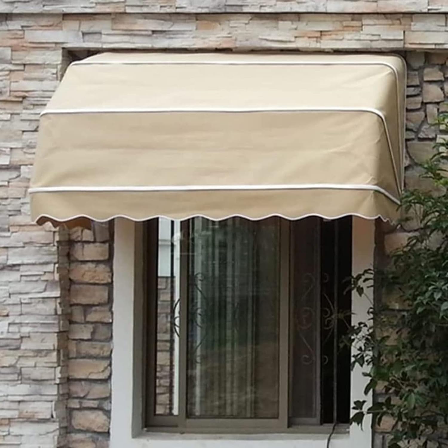 Auvent de porte imperméable kaki aluminium abri durable de porche