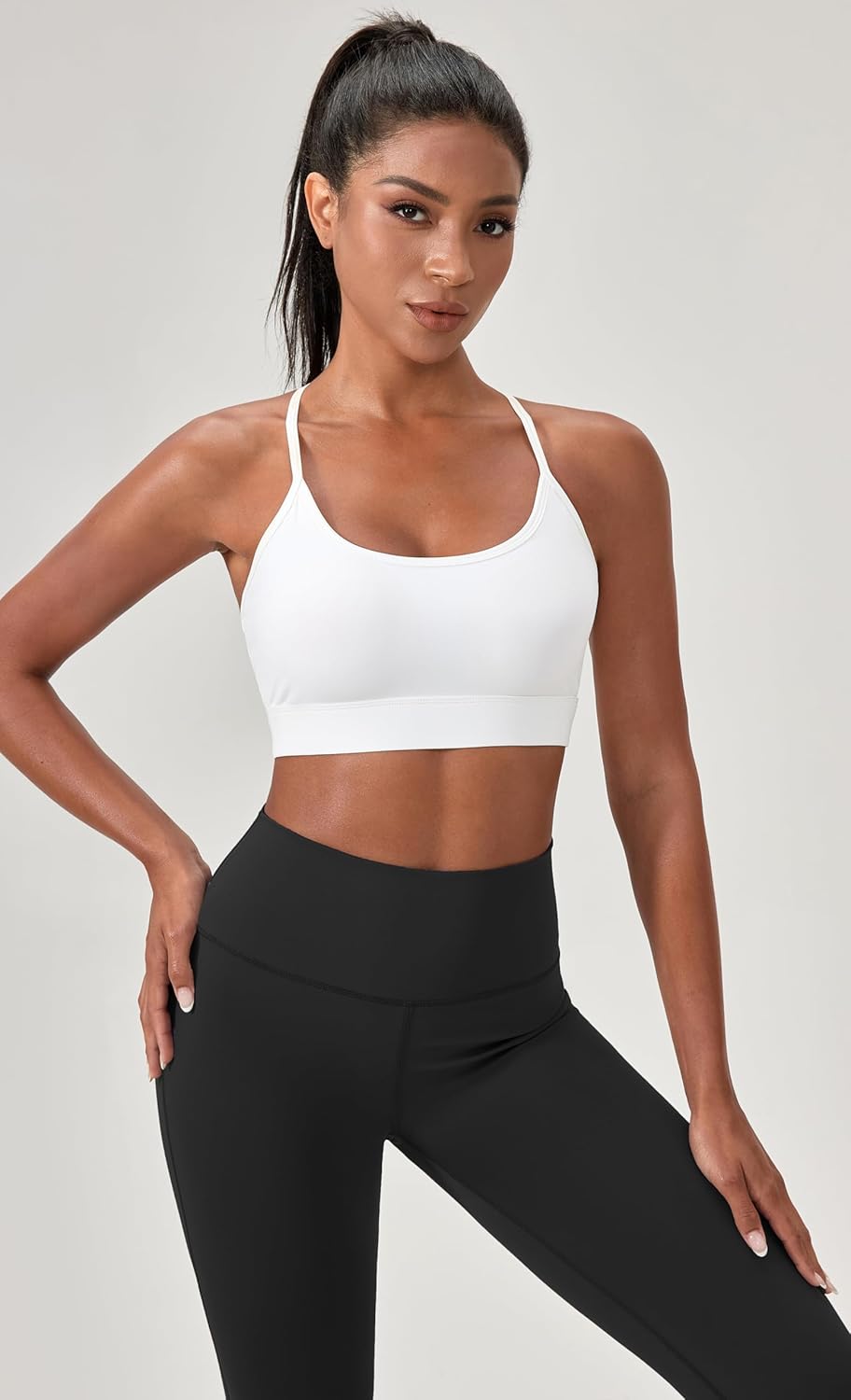 Sports Bra for Women Strappy Padded Longline Yoga Bras Criss Cross Back Spaghetti Gym Workout Bras Crop Cami Tops - Image 3